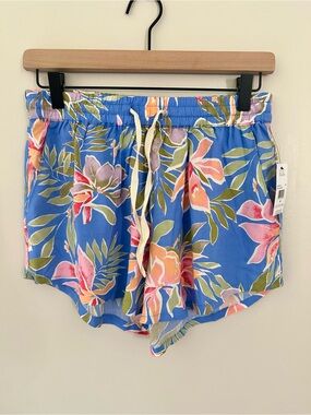 Billabong Blue Tropical Floral pull-on Pipe Line Shorts Sz M New With Tags